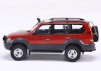 Red / Gray 1:64 Scale Diecast Toyota Land Cruiser Prado 90 Model