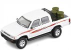 White-Red 1:64 Scale Diecast Toyota Hilux 4x4 Pickup Truck Toy