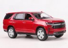 1:26 Scale Red / White Maisto Diecast 2021 Chevrolet Tahoe Model