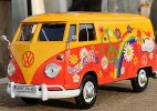 1:24 Scale Red-Yellow Flower Motormax Diecast VW T1 Bus Model