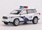 1:64 White Police Diecast 2008 Toyota Highlander XU40 Model