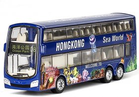 Blue 1:87 Scale Kids Sea World Diecast Double Decker Bus Toy