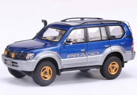 Creamy White / Blue Diecast Toyota Land Cruiser Prado 90 Model