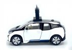 1:64 White-Black Tiny Diecast BMW I3 Marathon Clock Car Model