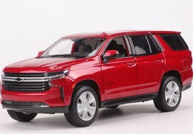 1:26 Scale Red / White Maisto Diecast 2021 Chevrolet Tahoe Model