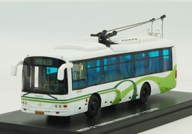 1:76 Green-White Diecast Sunwin SK5105KGP-3 Trolley Bus Model