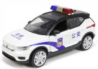 White Police 1:32 Scale Kids Diecast Volvo XC40 Recharge Toy