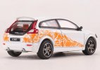 1:64 Scale White-Orange Diecast Volvo C30 Model