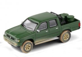 1:64 White / Green Diecast 1993 Toyota Hilux Pickup Truck Toy