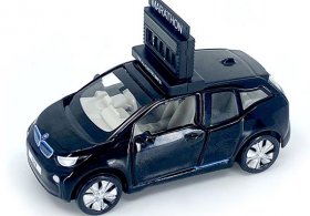 1:64 Scale Black Tiny Diecast BMW I3 Marathon Clock Car Model