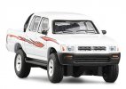 White-Red 1:64 Scale Diecast Toyota Hilux 4x4 Pickup Truck Toy