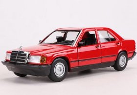 1:24 Red / Blue Bburago Diecast Mercedes-Benz 190 E 2.6 Model