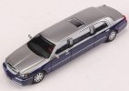 1:64 Scale Silver-Blue Diecast Lincoln Town Car Limousine Model