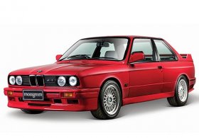 Red / White 1:24 Scale Bburago Diecast 1988 BMW M3 Model