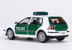 White-Green 1:64 Scale Police Diecast VW Golf Mk4 Model