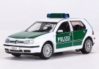 White-Green 1:64 Scale Police Diecast VW Golf Mk4 Model