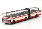 White-Red 1:64 Scale BK670 Diecast Beijing Articulated Bus Model