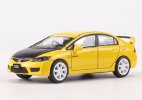 1:64 Scale Yellow / White Diecast Honda Civic Type R FD2 Model