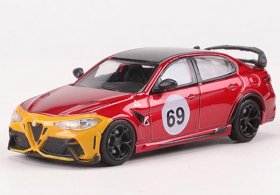 1:64 Scale Red-Yellow NO.69 Diecast Alfa Romeo Giulia GTAm Model