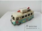 Medium Scale Blue-White Tinplate Flower Patterns Bus Model