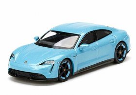 1:64 Scale Blue / White Diecast Porsche Taycan Turbo S Model