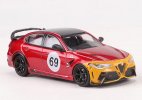 1:64 Scale Red-Yellow NO.69 Diecast Alfa Romeo Giulia GTAm Model