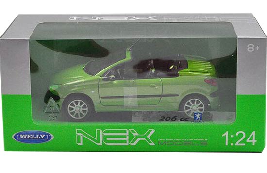 Red / Green 1:24 Scale Welly Diecast Peugeot 206 CC Model [NB9T867